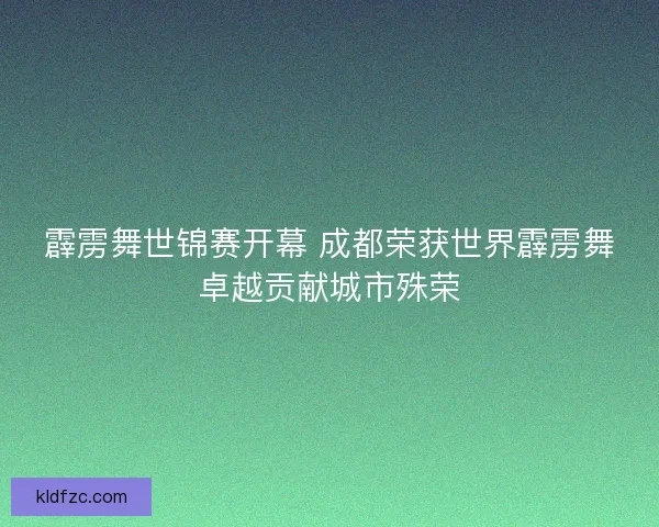 霹雳舞世锦赛开幕 成都荣获世界霹雳舞卓越贡献城市殊荣